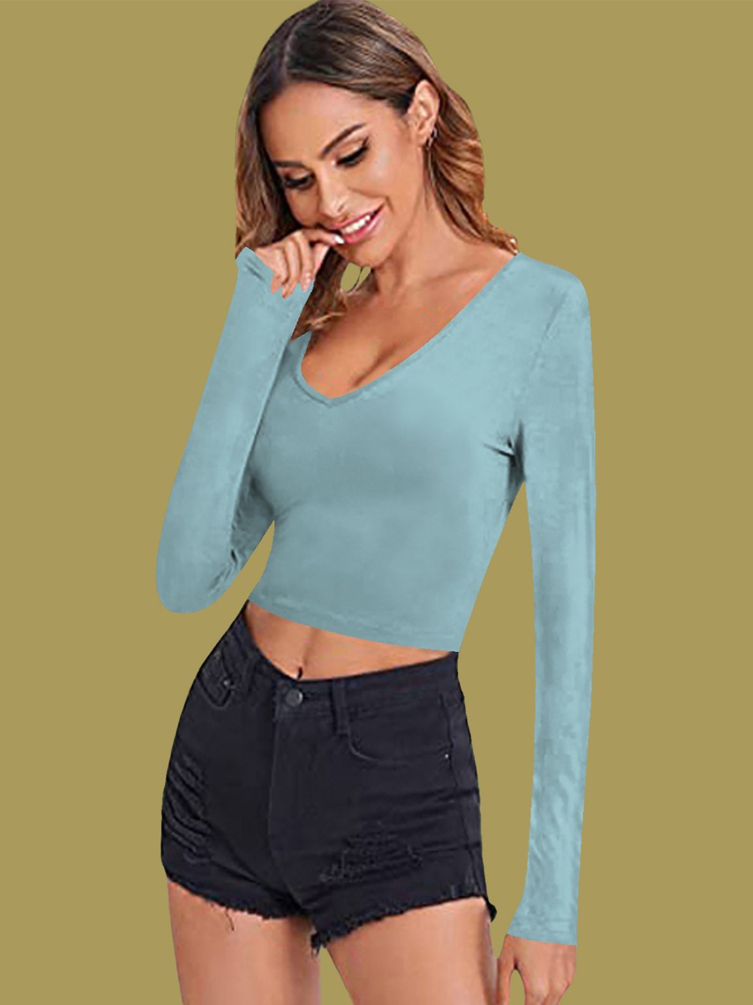 

Dream Beauty Fashion Women Fitted Crop Top, Teal
