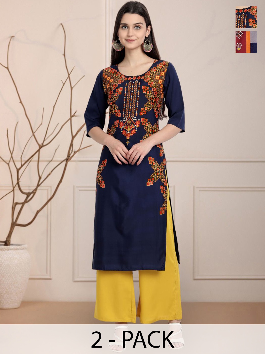 

Moda Rapido Women Ethnic Motifs Printed Floral Crepe Kurta, Multi