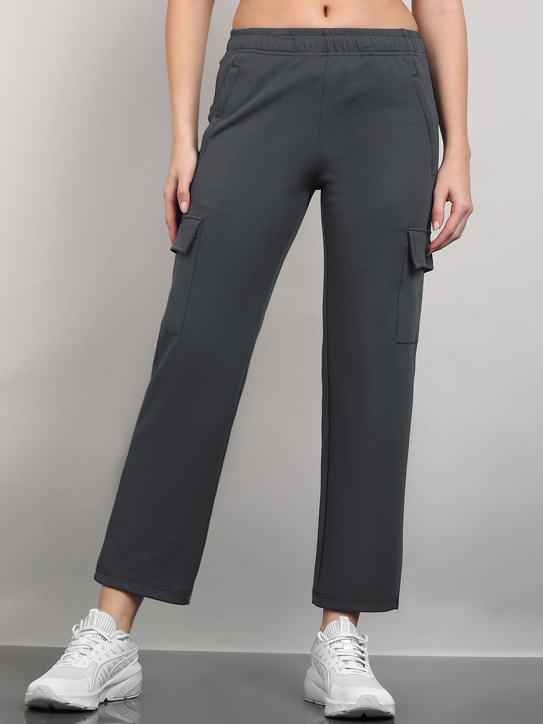 

Moda Rapido Women Mid Rise Cargo Track Pant, Charcoal