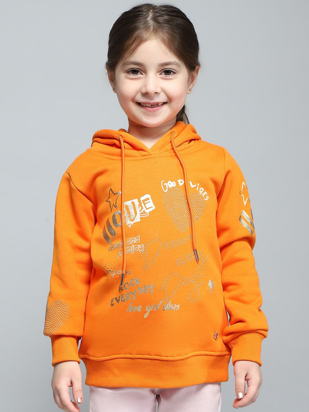 

Monte Carlo Girls Printed Hooded Sweatshirt, Orange