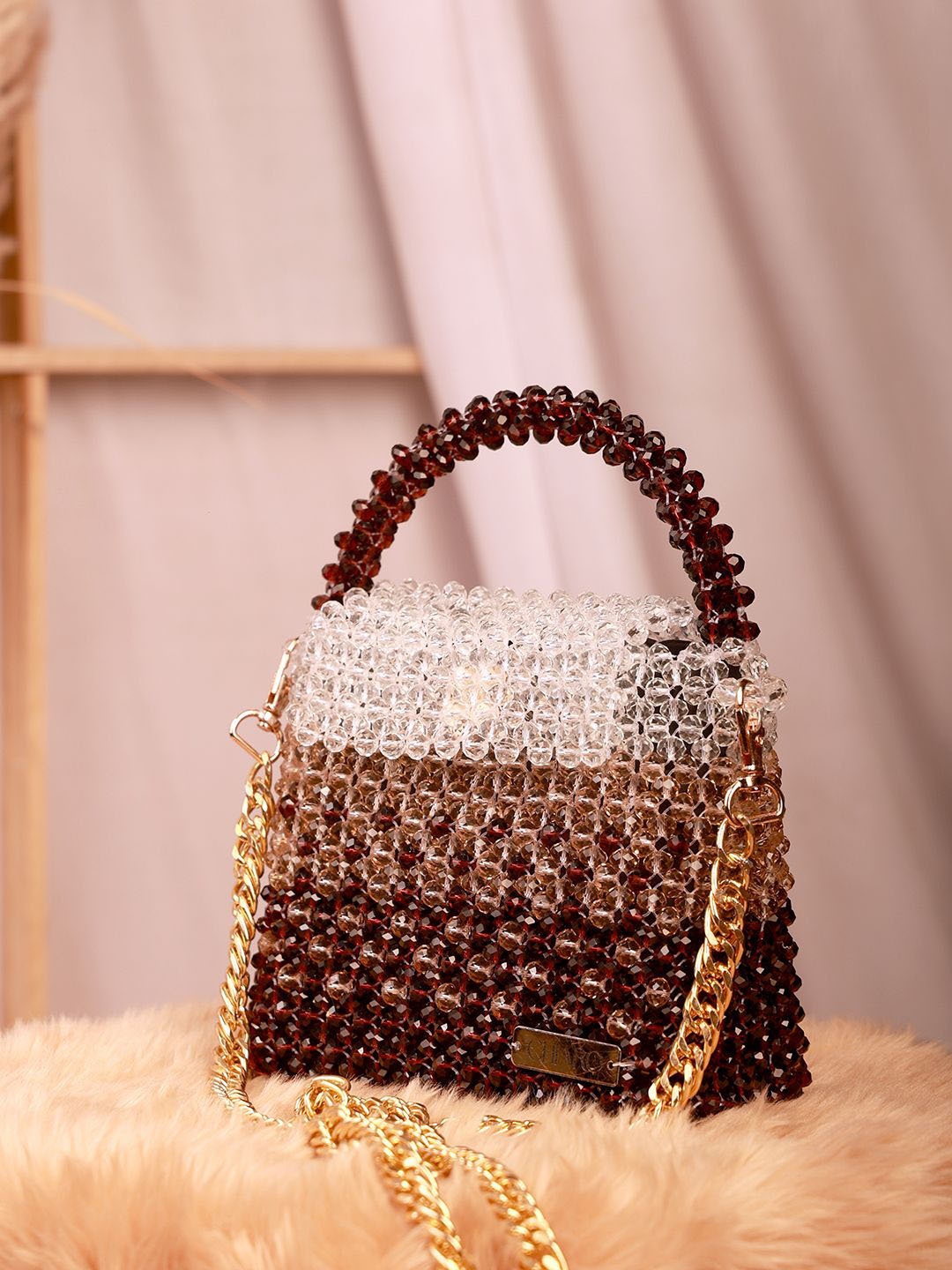 

Chiaro Women Embellished Miniature Handheld Bag, Brown