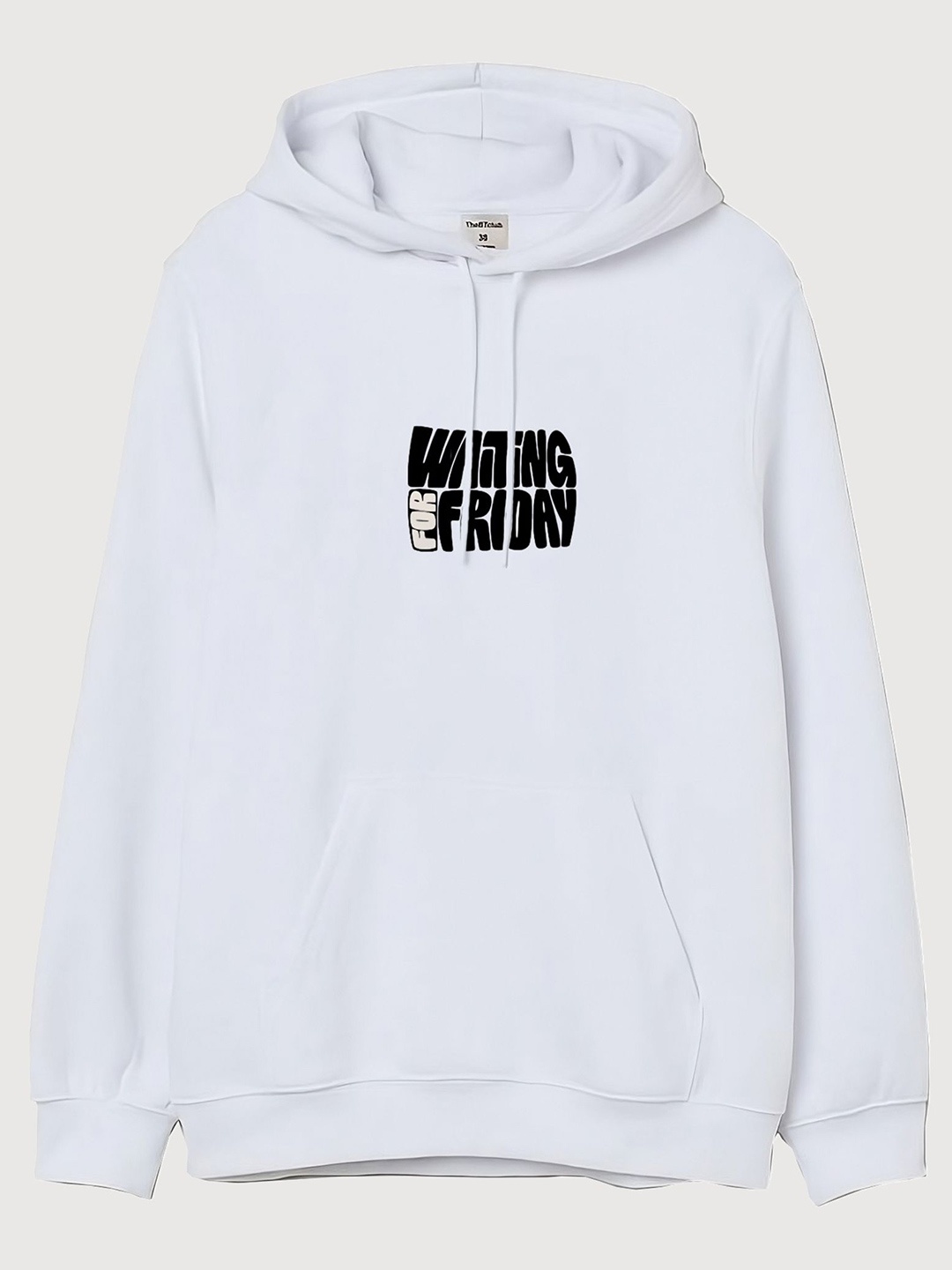 

TheBTclub Men Waiting For Friday Printed Hooded Sweatshirt, White