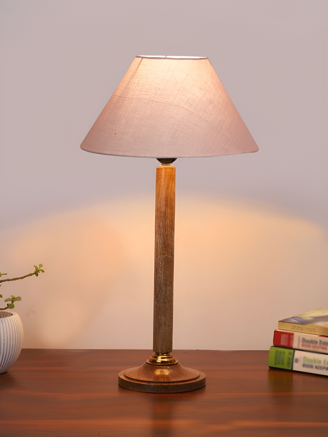 

Devansh Grey Wooden Frustum Shaped Table Lamp