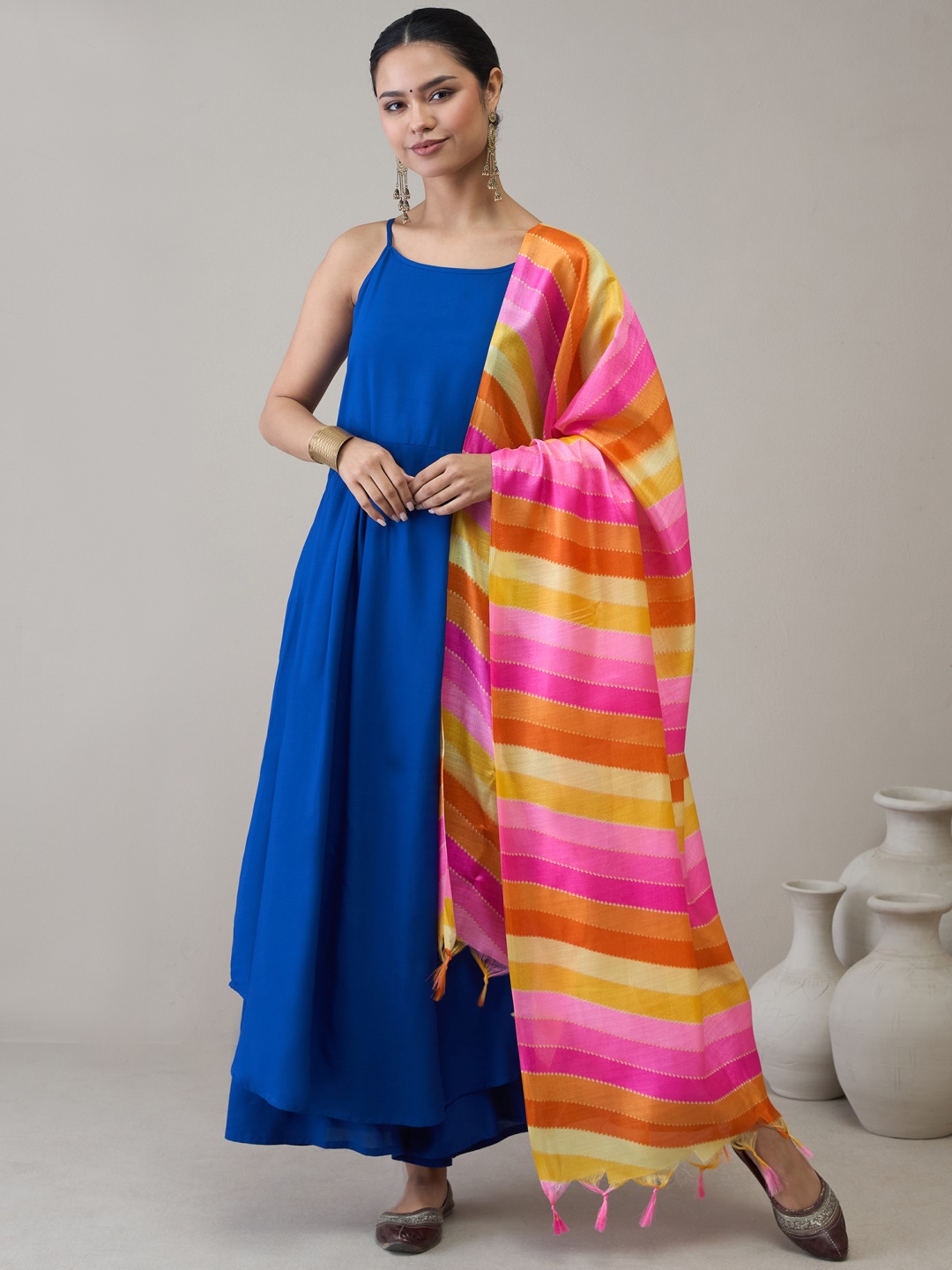 

InWeave Women Regular Kurta with Palazzos & With Dupatta, Blue