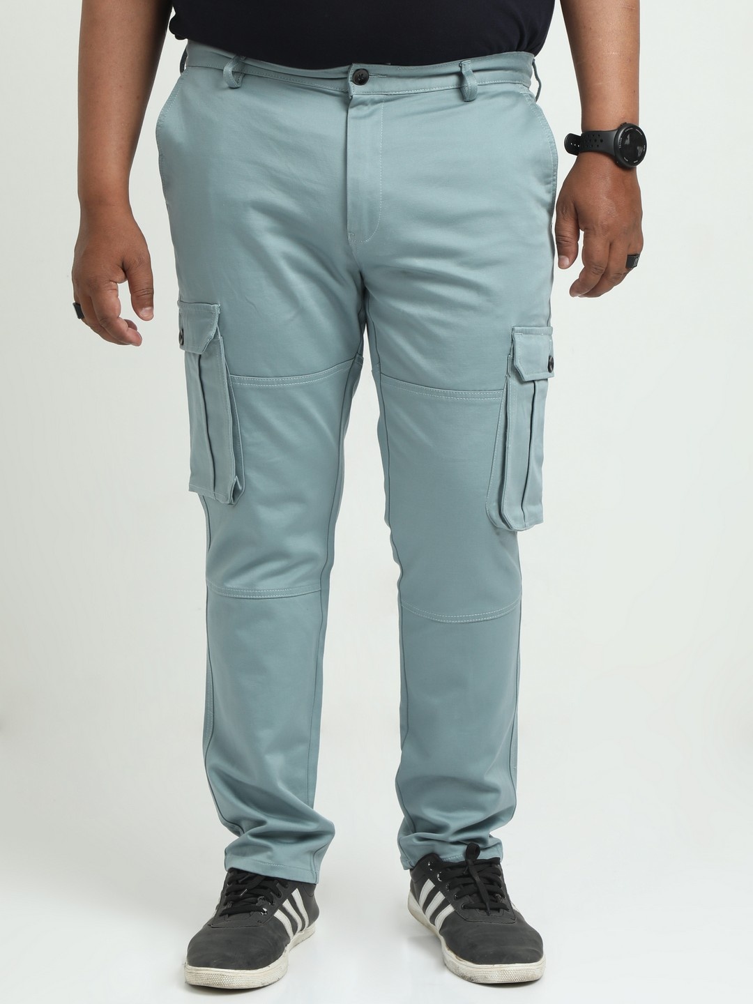 

NEVER NEUD Men Plus Size Relaxed Cargos Trousers, Blue