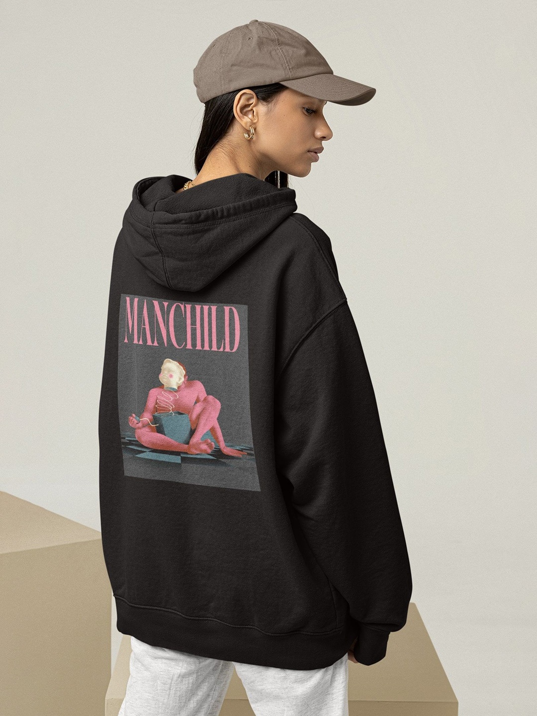 

TheBTclub Women Manchild Hooded Sweatshirt, Black
