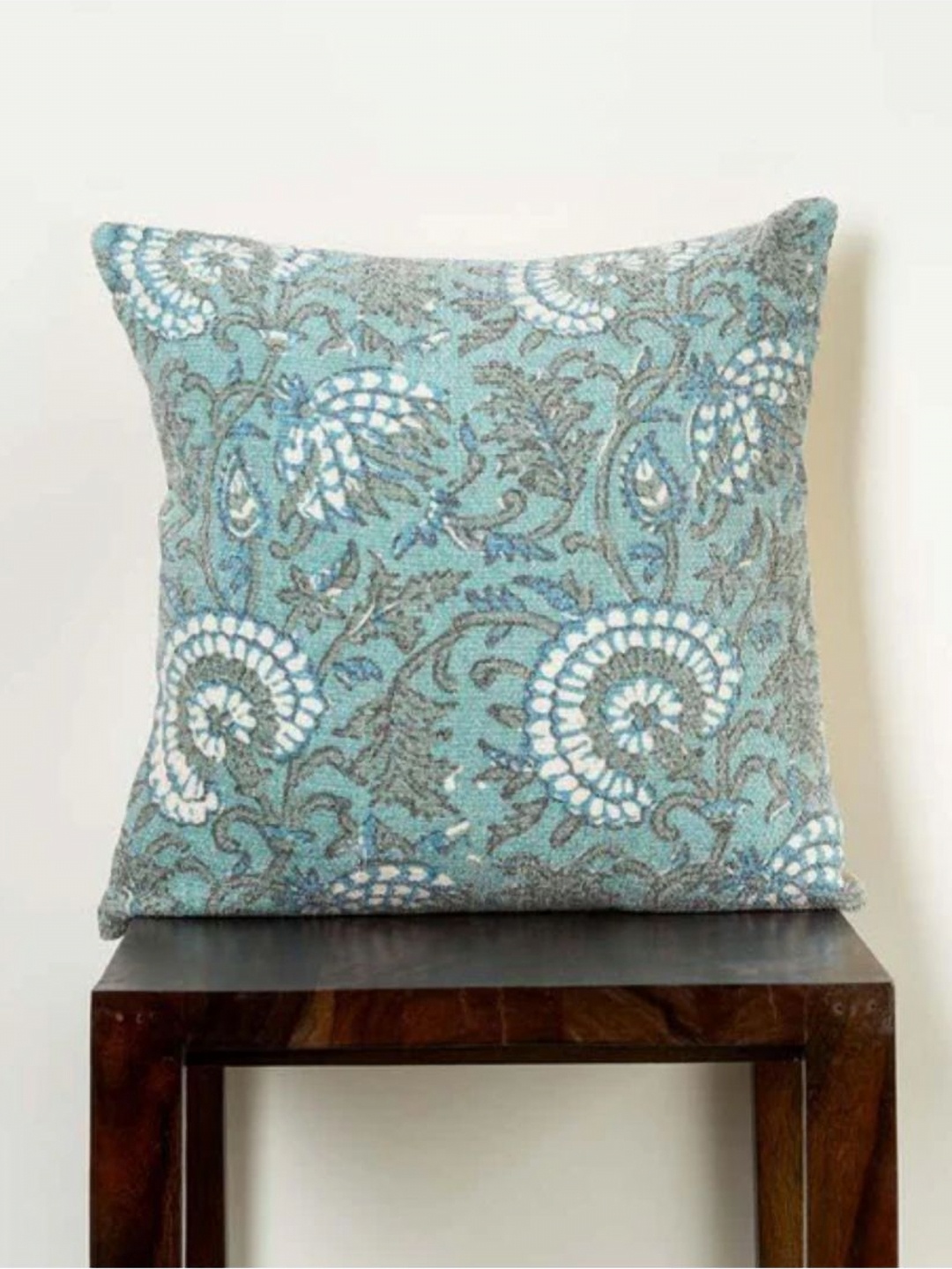 

Aura Blue & Grey Floral Printed Square Cushion Cover