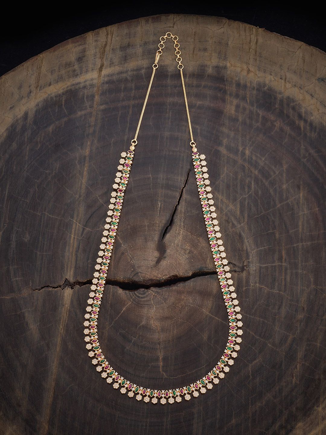

Kushal's Fashion Jewellery Copper Ruby-Green Gold-Plated Cubic-Zircon Necklace