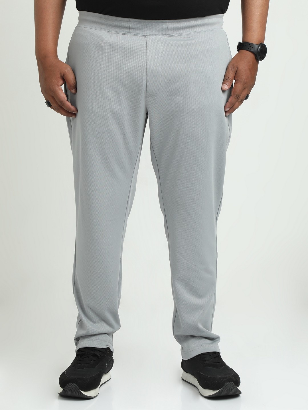

NEVER NEUD Men Plus Size Slim Fit 4-Way Stretchable Peanut Joggers Trousers, Steel