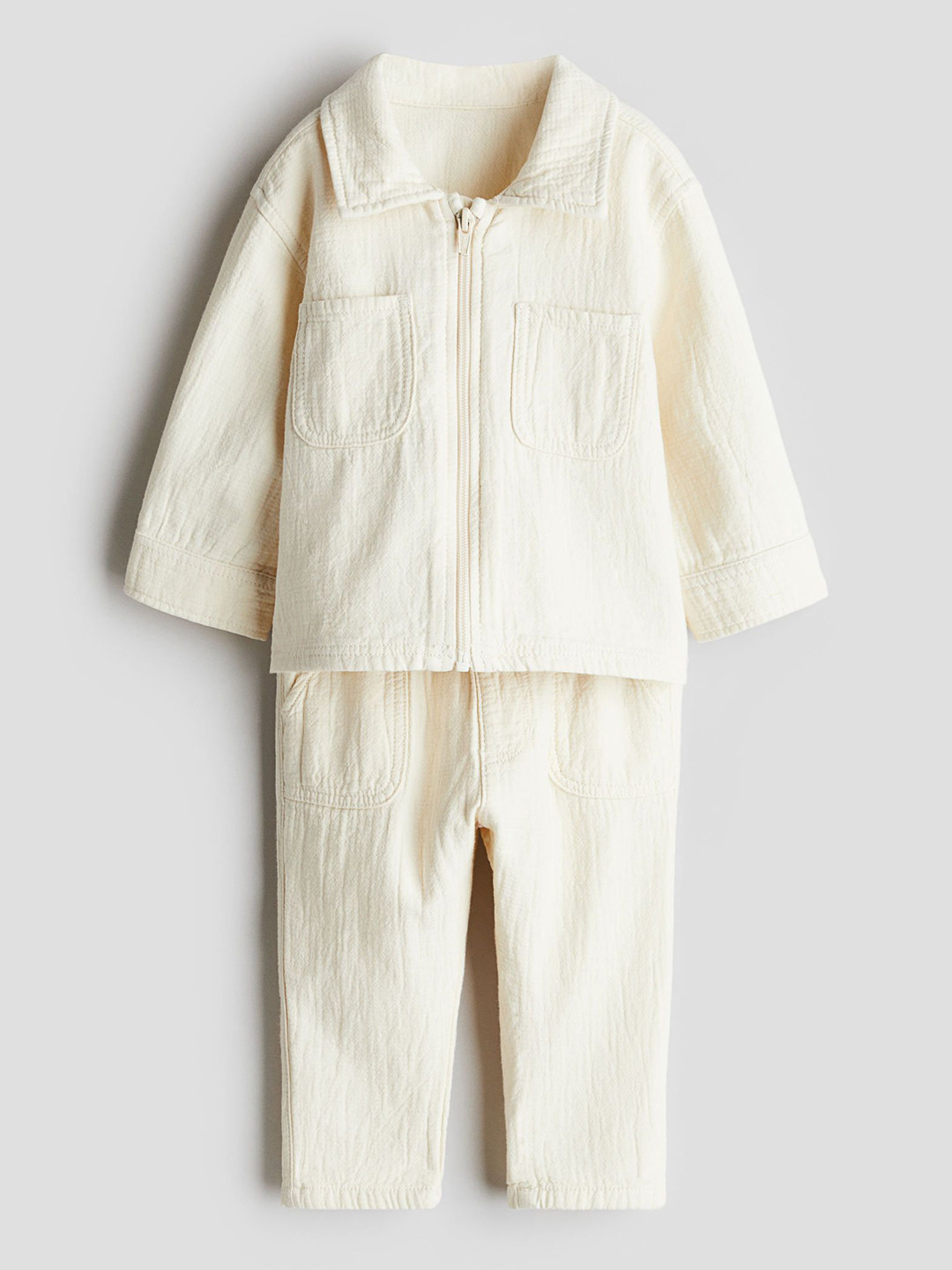 

H&M Boys 2-Piece Cotton Set, Beige