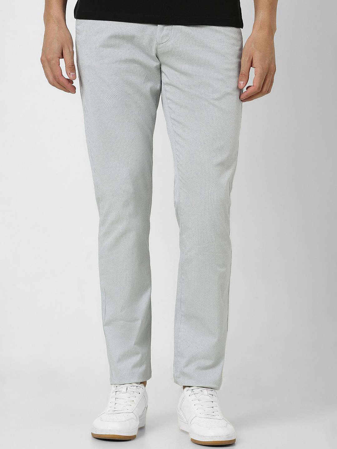 

Van Heusen Sport Men Cotton Self Design Mid-Rise Regular Fit Trousers, Grey