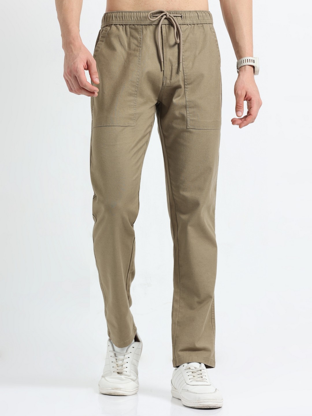 

NEVER NEUD Men Relaxed Corn Airport Joggers Trousers, Khaki