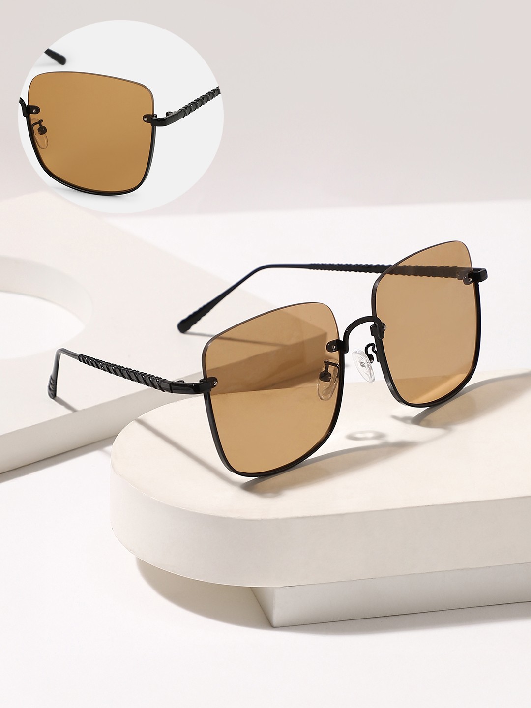 

HAUTE SAUCE by Campus Sutra Women The Twisted-Highway Oversized Sunglass AW25_HSSG2804, Black