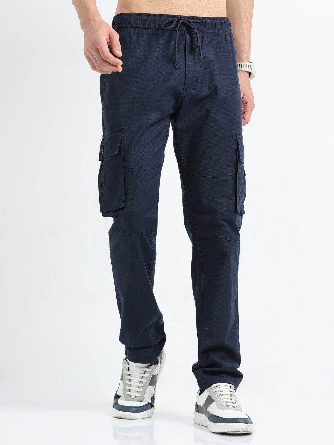 

NEVER NEUD Men Relaxed Breeze Cargos Trousers, Navy blue