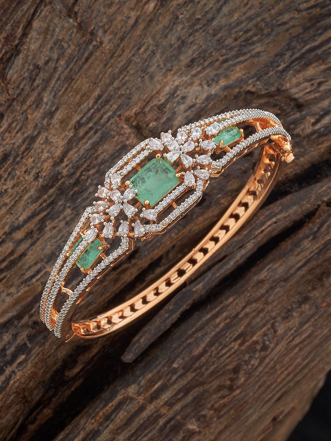 

Kushal's Fashion Jewellery Mint Gold-Plated Cubic Zircon Studded Bangle