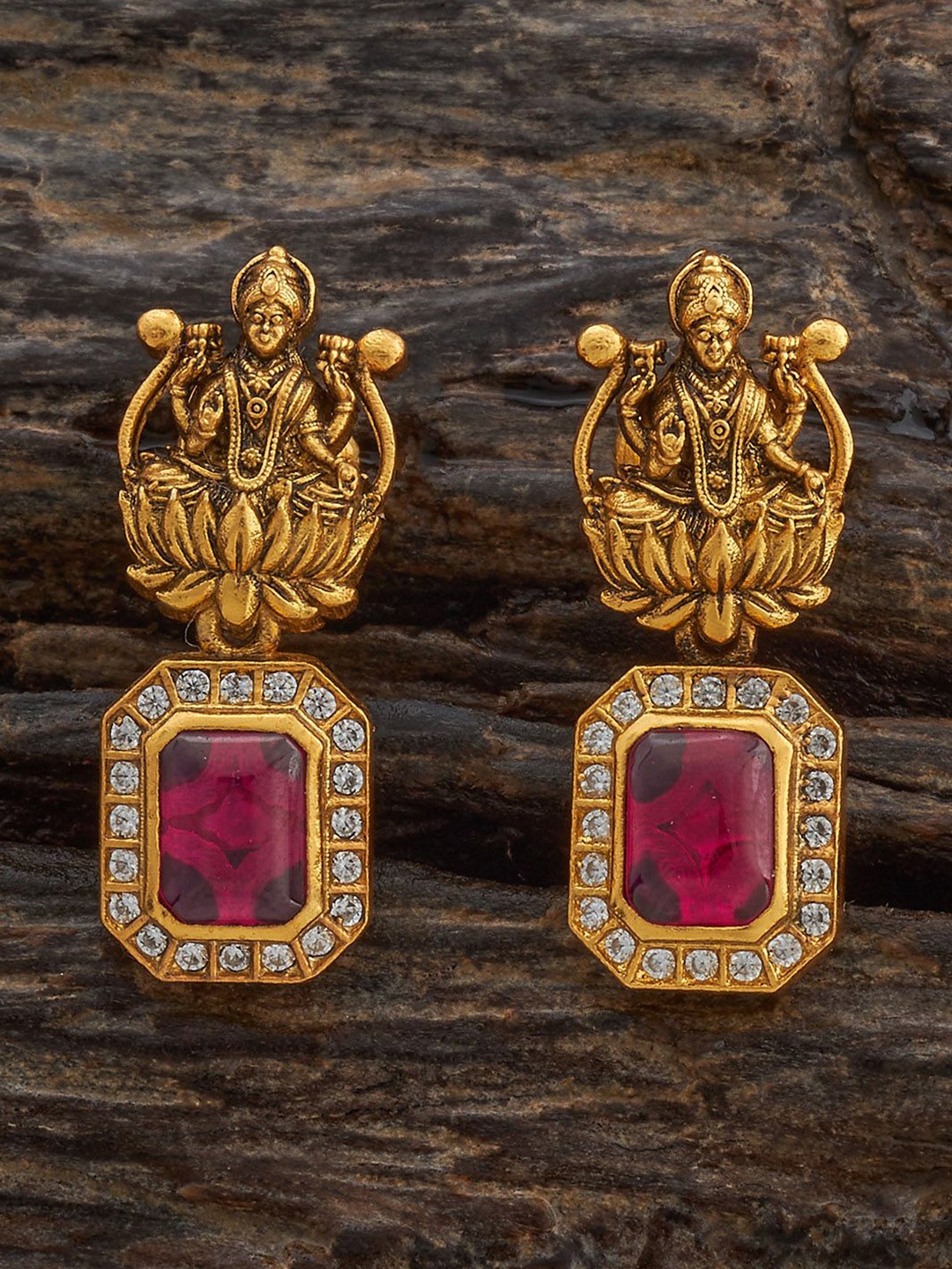 

Kushal's Fashion Jewellery 92.5 Sterling Silver Oxidised Gold Plated Drop Earrings