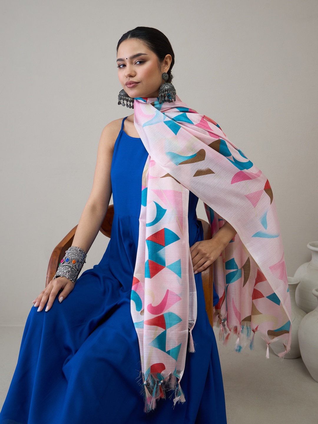 

InWeave Women Regular Kurta with Palazzos & With Dupatta, Blue