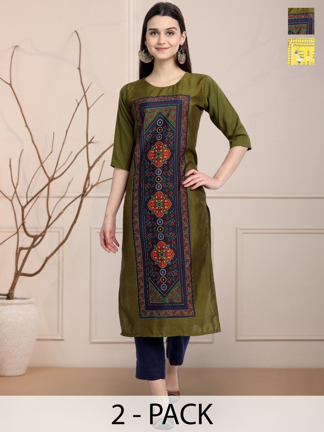 

Moda Rapido Women Ethnic Motifs Printed Floral Crepe Kurta, Multi