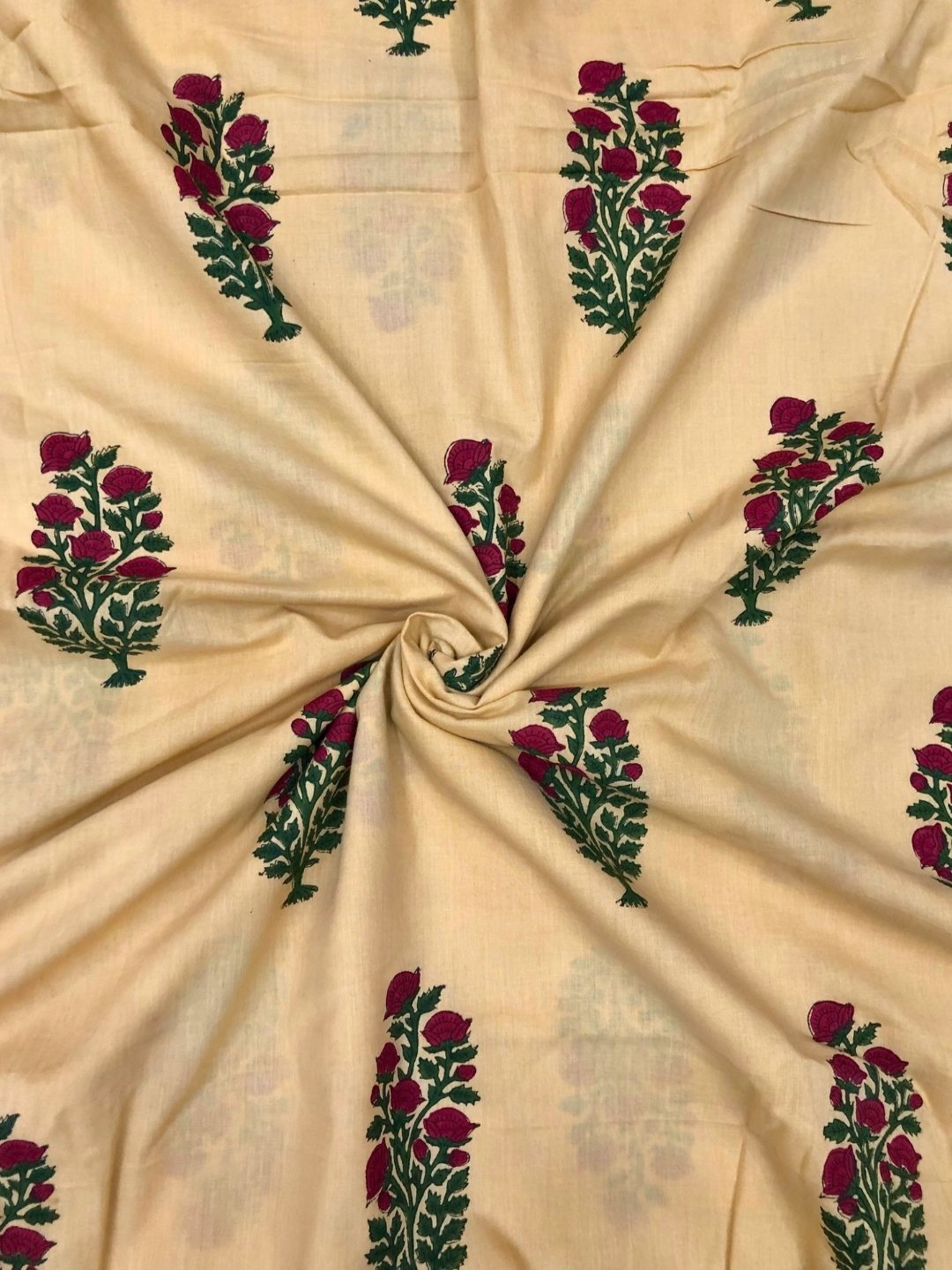 

PALASH Floral Printed Pure Cotton Unstitched Dress Material, Beige