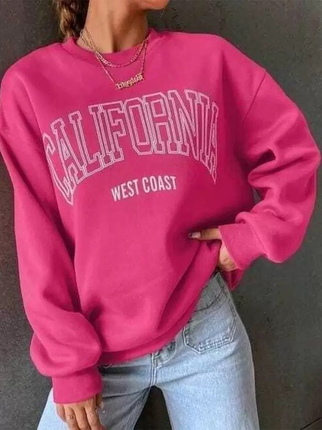

KASHIAN Women Printed Hooded Sweatshirt, Pink