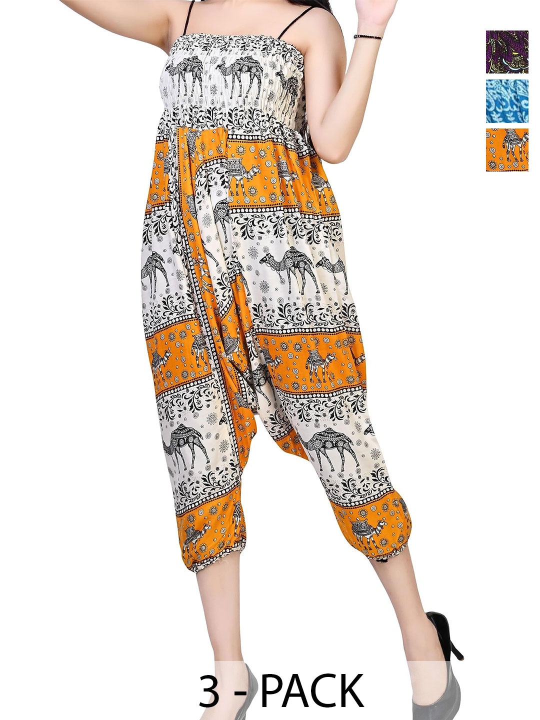 

NarNari Pack Of 3 Printed Harem Pants, Multi