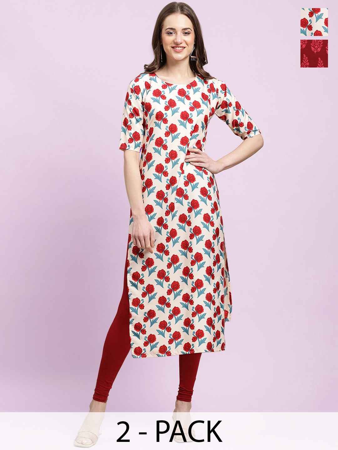 

Moda Rapido Women Ethnic Motifs Printed Floral Crepe Kurta, Multi