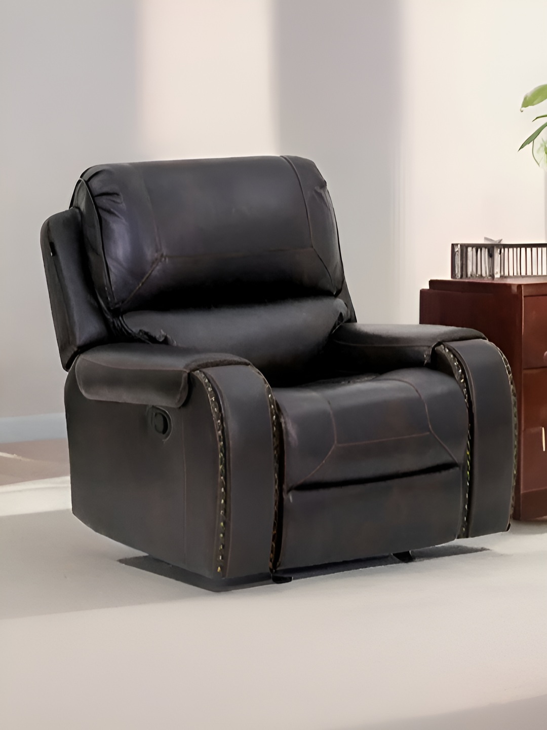 

Royaloak Grey Leather Manual 1 Seater Recliner, Brown