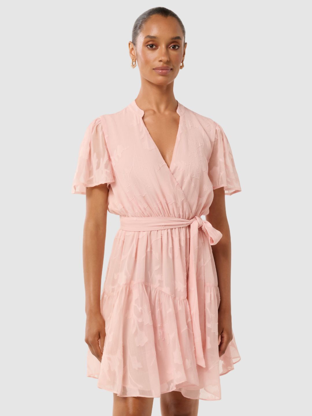 

Forever New Flutter Sleeve A-Line Mini Dress, Pink