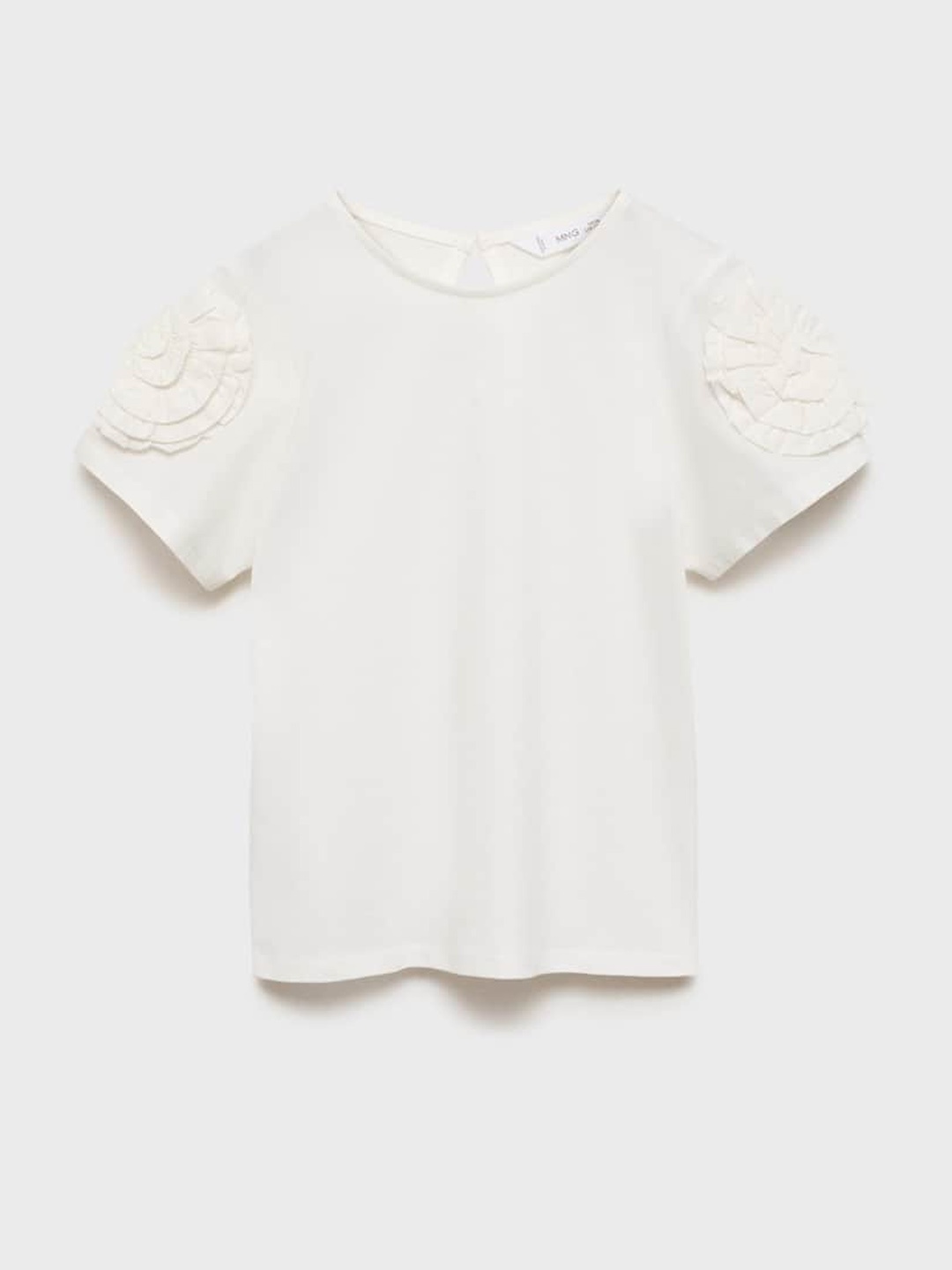

Mango Kids Girls Floral Sleeves Pure Cotton T-shirt, White