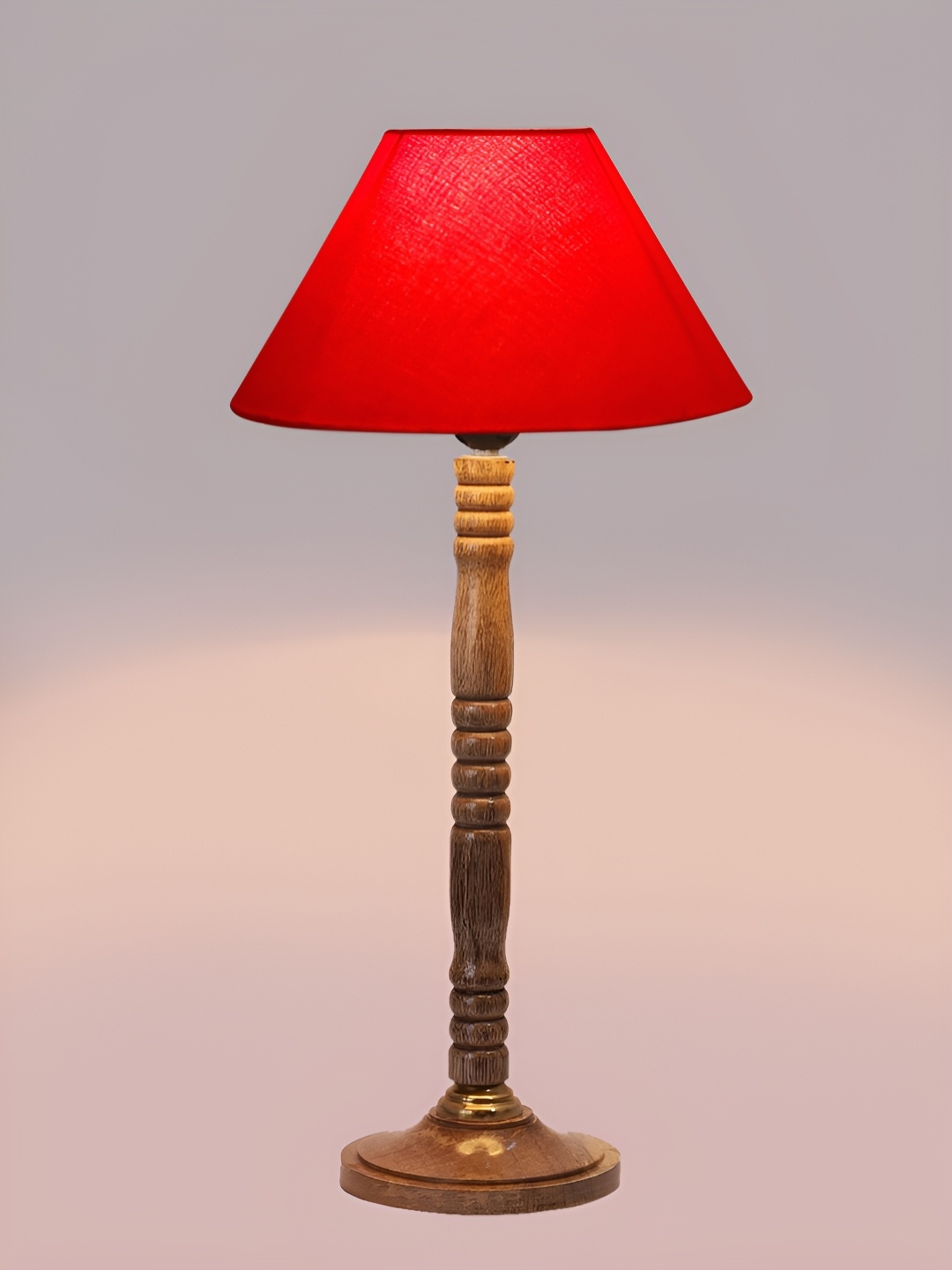 

Devansh Red & Beige Frustum Shaped Wooden Table Lamp