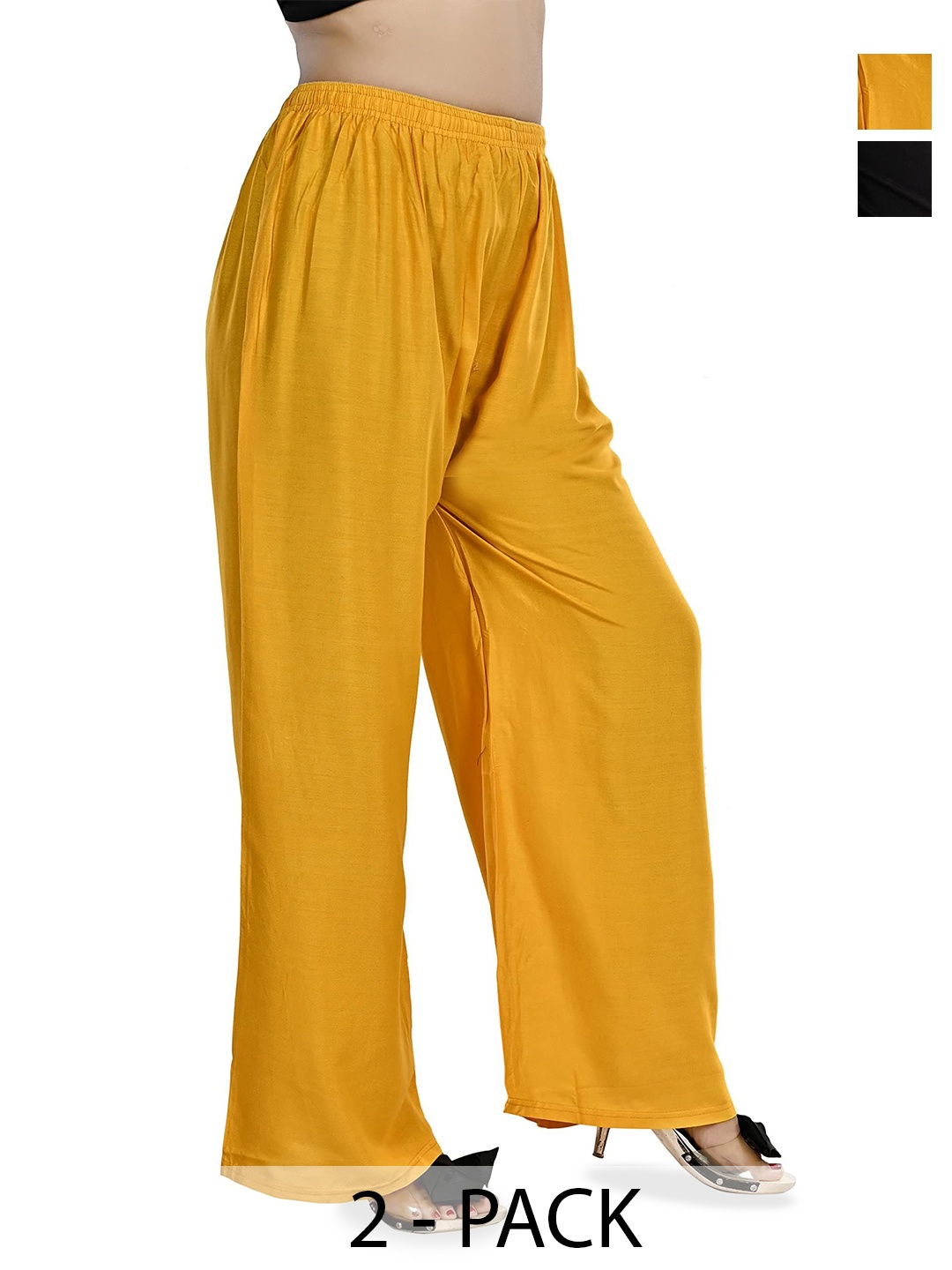 

NarNari Women Pack Of 2 Palazzos, Yellow