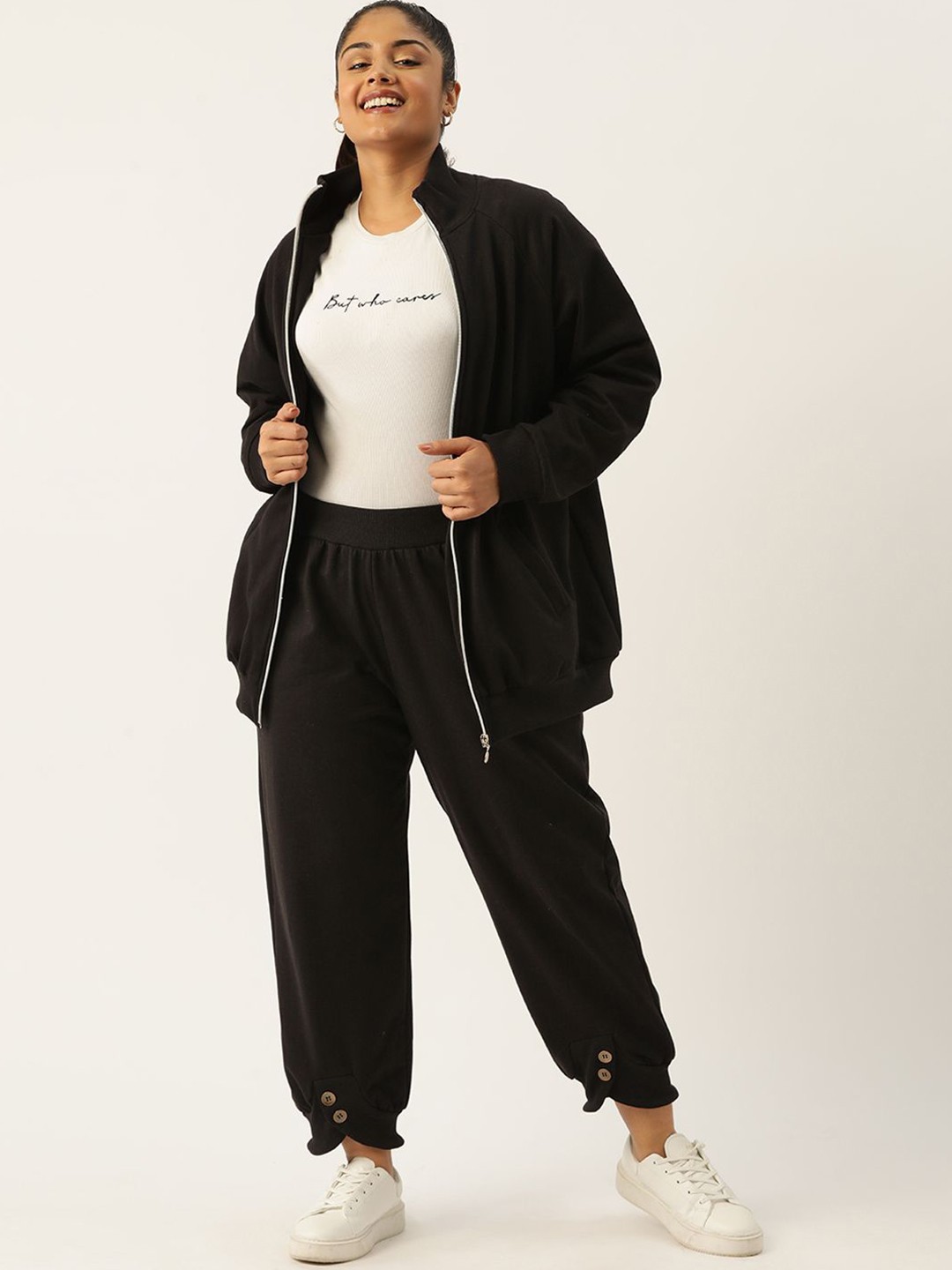 

theRebelinme Plus Size Sweatshirt & Trousers Co-Ords, Black