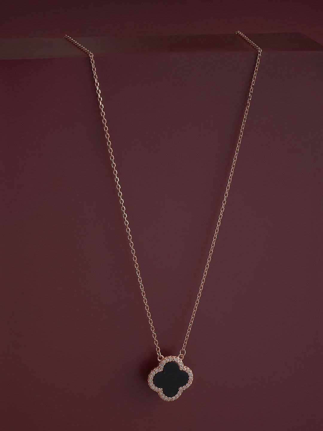 

Kushal's Fashion Jewellery 92.5 Silver Rose Gold-Plated Zircon-Studded Pendant Chain