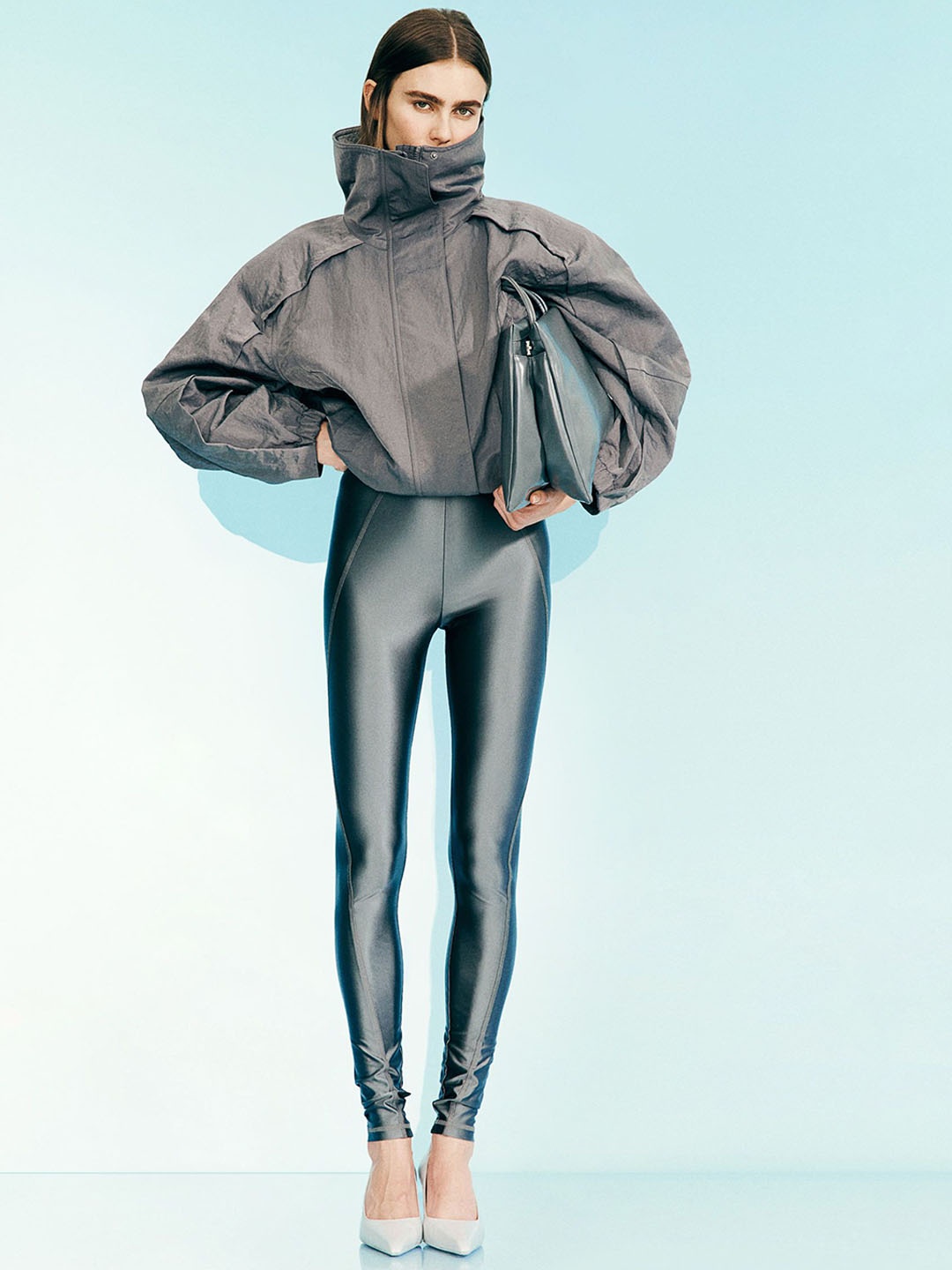 

H&M Shoulder-Pad Nylon Jacket, Grey