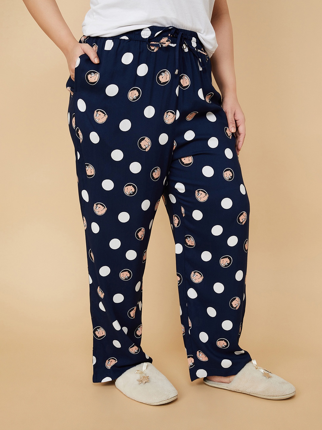 

max Women Printed Lounge Pants, Blue