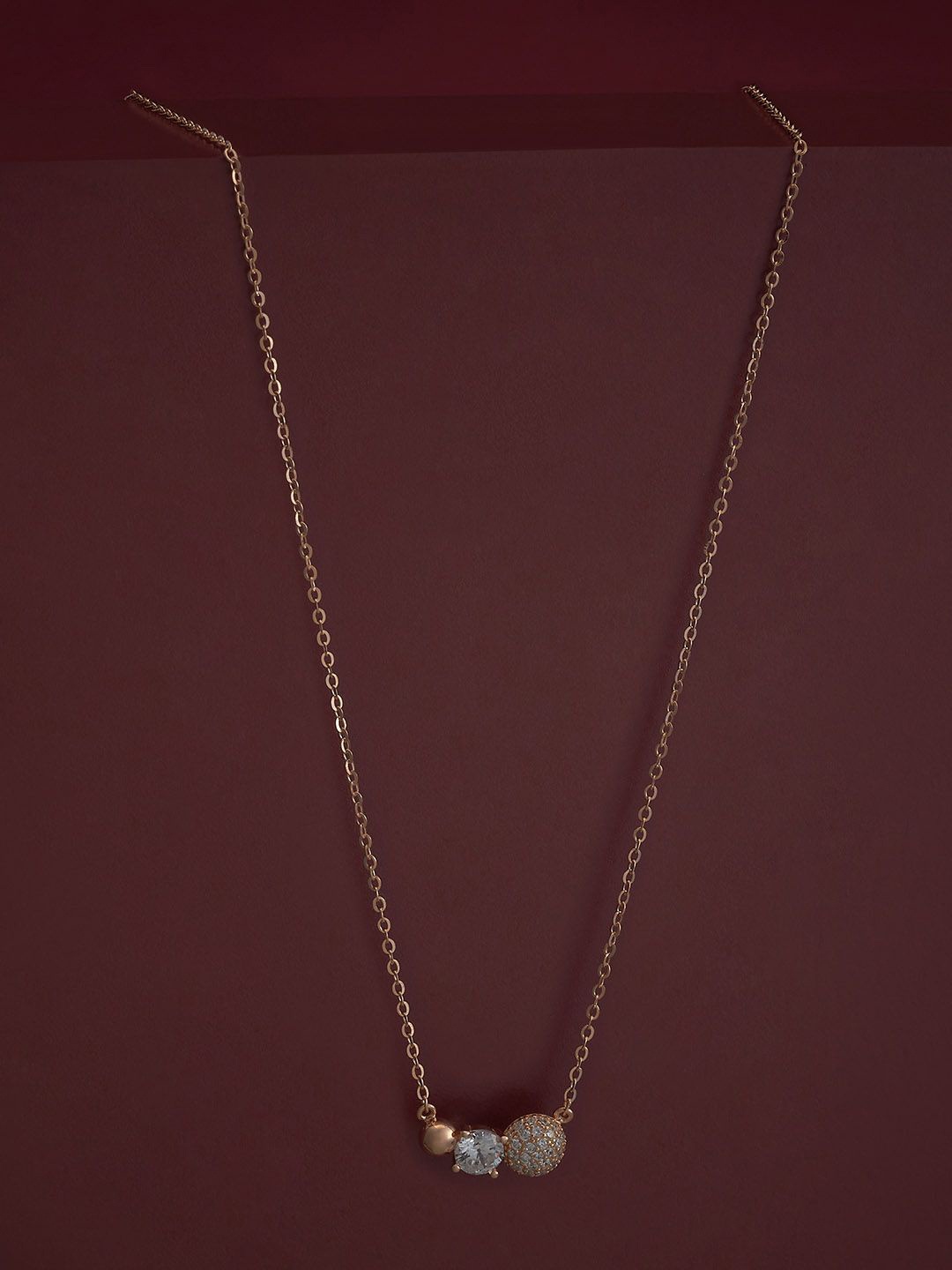 

Kushal's Fashion Jewellery 92.5 Silver Rose Gold-Plated Stone-Studded Necklace