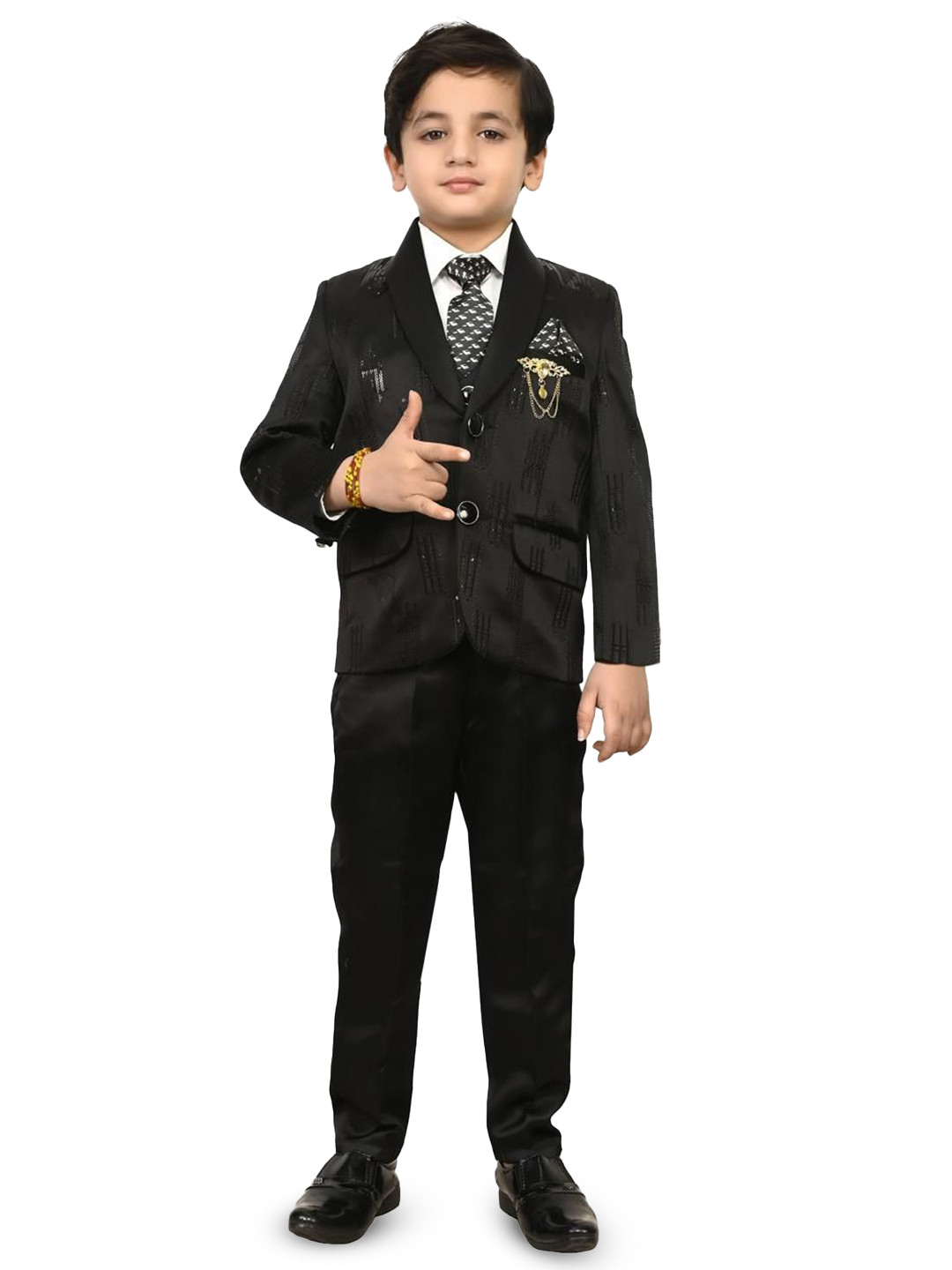 

joley poley Boys Coat with Trousers, Black