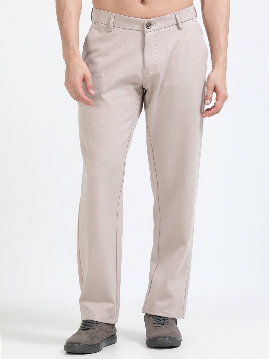 

NEVER NEUD Men Relaxed Tencil Leisure Regular Trousers, Beige