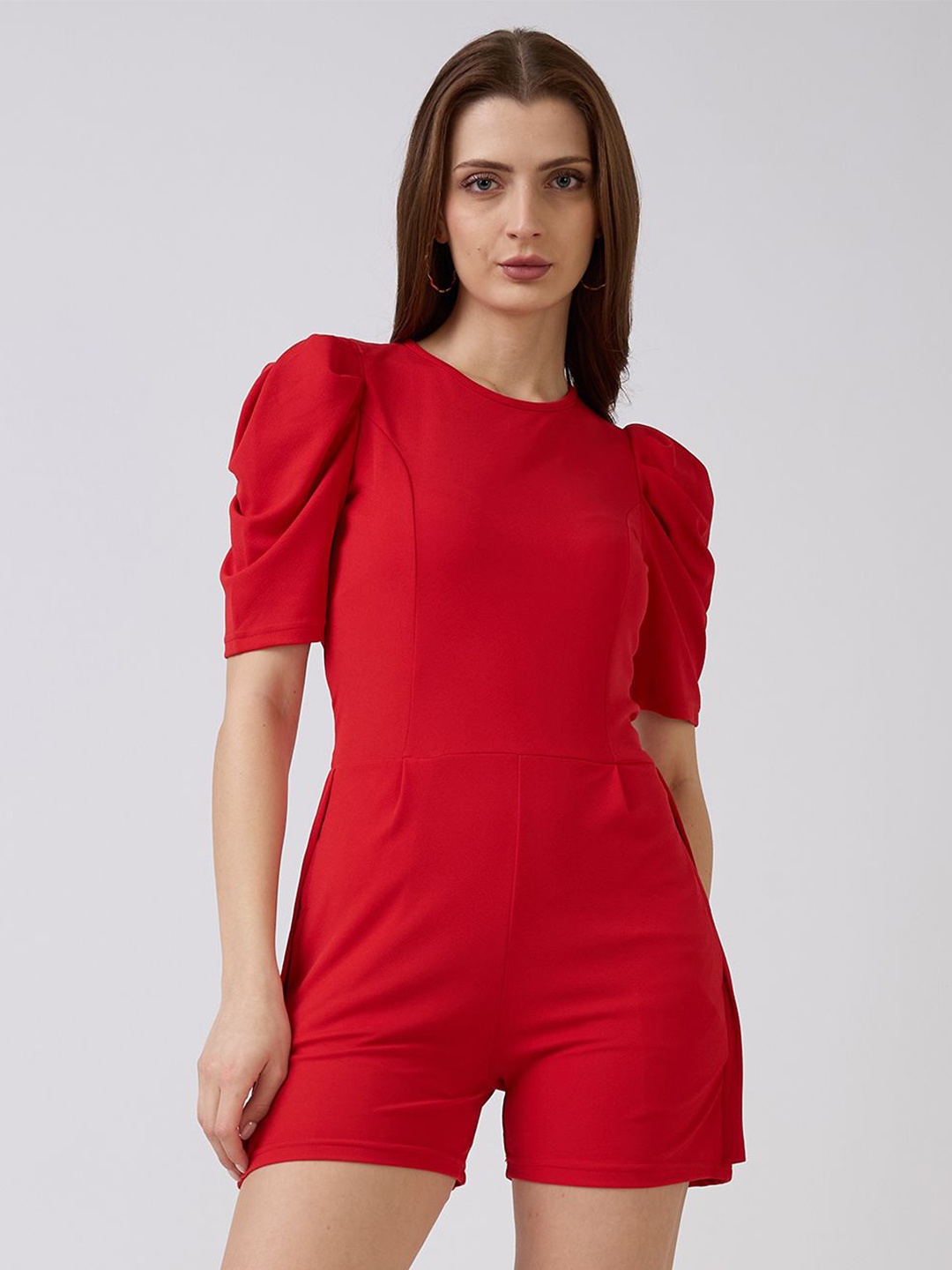 

SZN Puff Sleeve Sheath Dress, Red