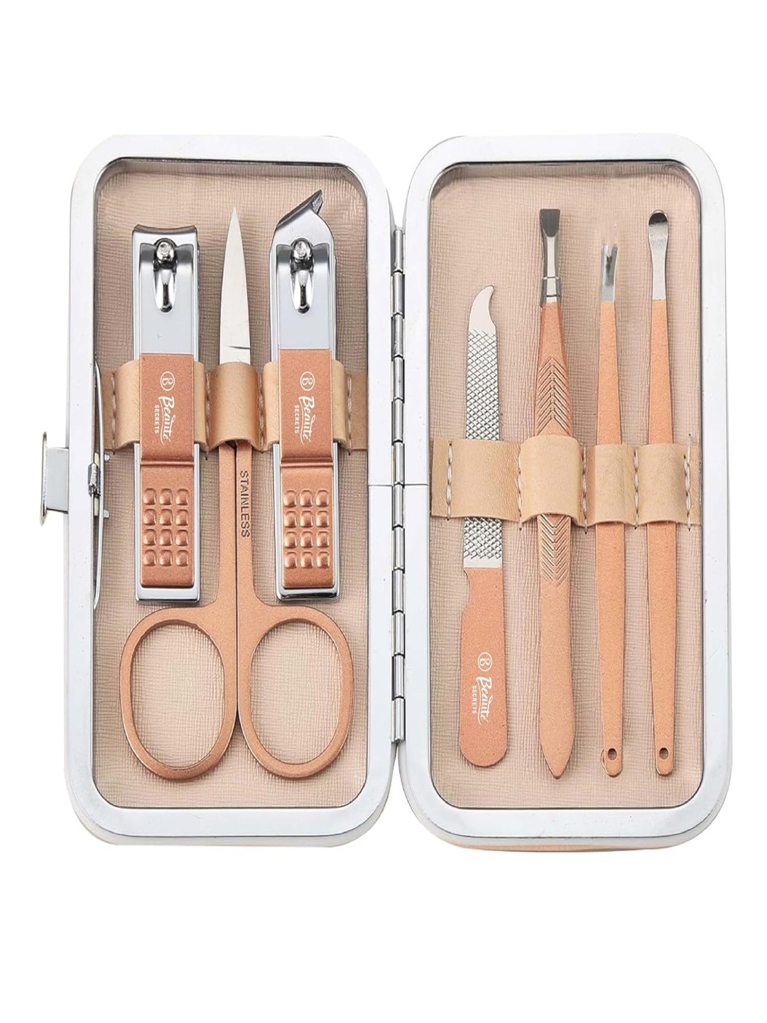 

Beaute Secrets Set Of 7 Luxury Manicure 7 In 1 Professional Pedicure Set, Rose gold