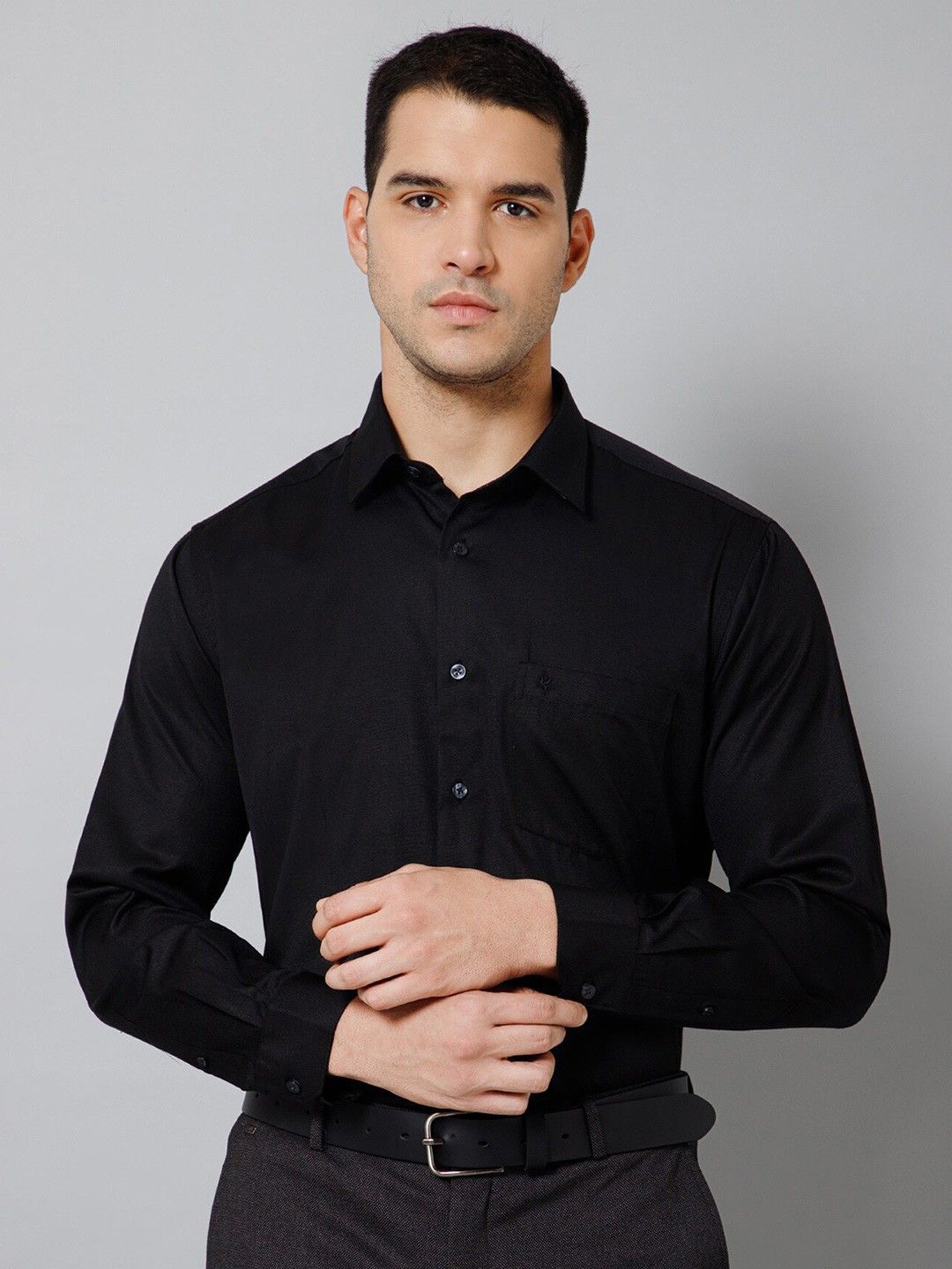 

WHY SO FAB Men Semi Sheer Casual Shirt, Black