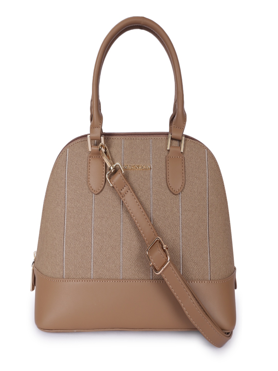 

MAGNOLIA Women Textured Structured Satchel Bag, Taupe