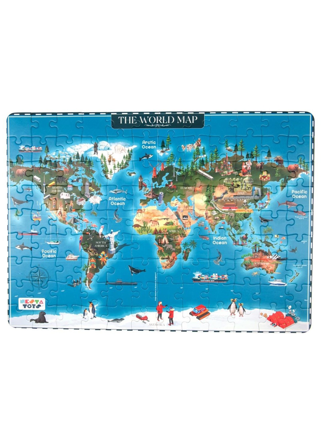 

Nesta Toys BPA Free Puzzles Activity World Map Jigsaw Puzzle (108 Jumbo Pieces), Blue