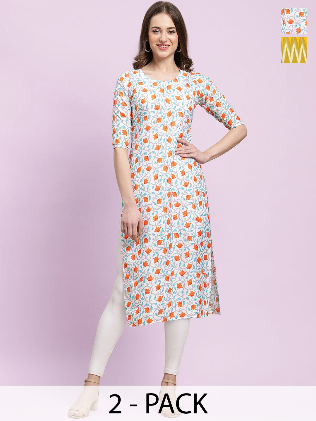 

Moda Rapido Women Ethnic Motifs Printed Floral Crepe Kurta, Multi