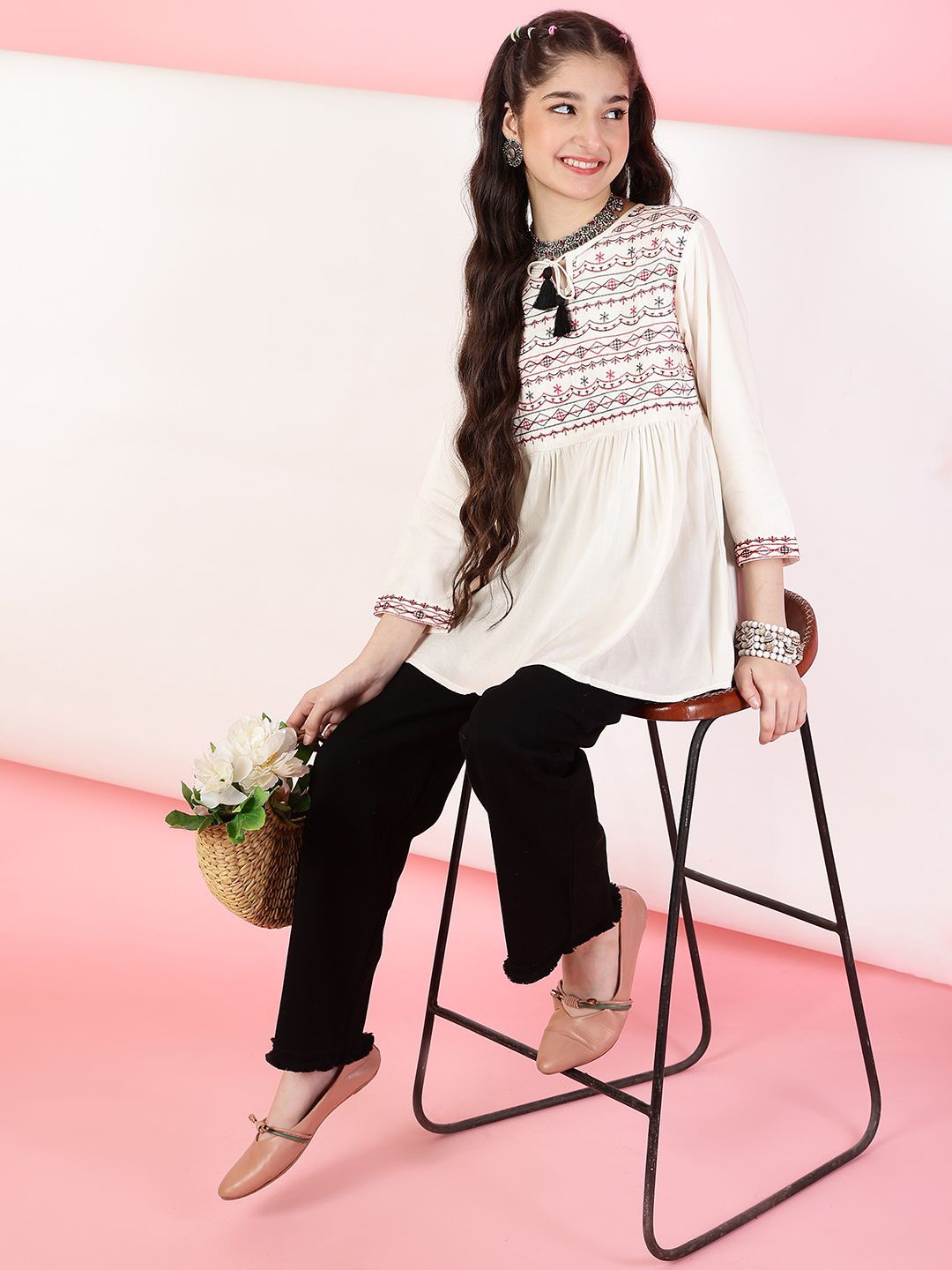 

Ishti Embellished Embroidered Top, White