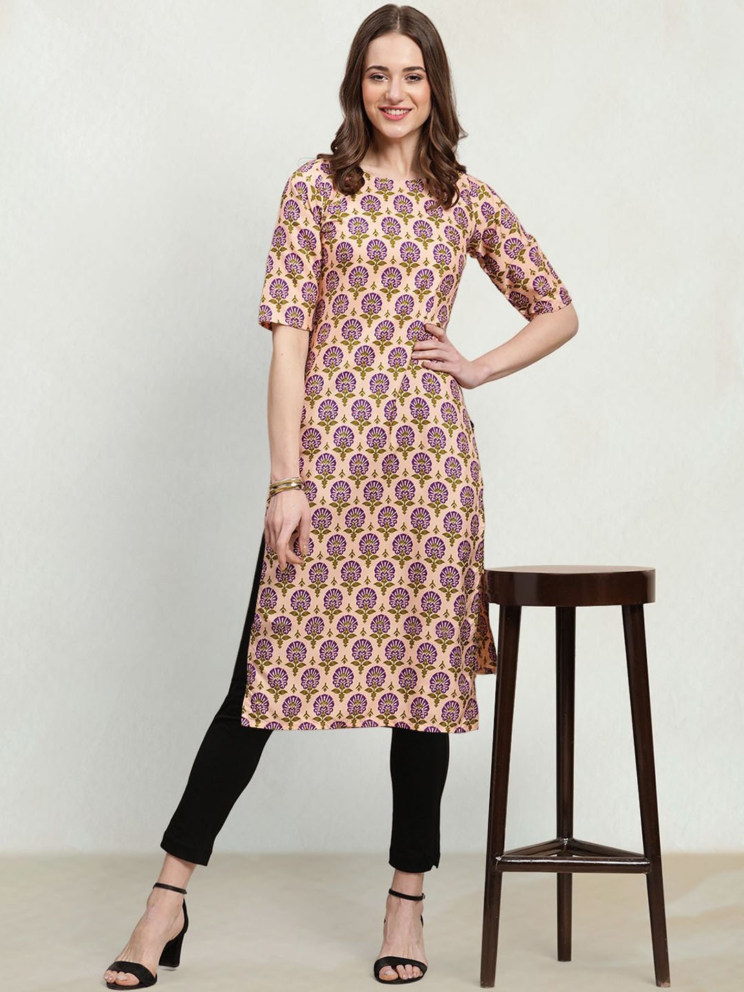 

Moda Rapido Floral Printed Straight Kurta, Pink