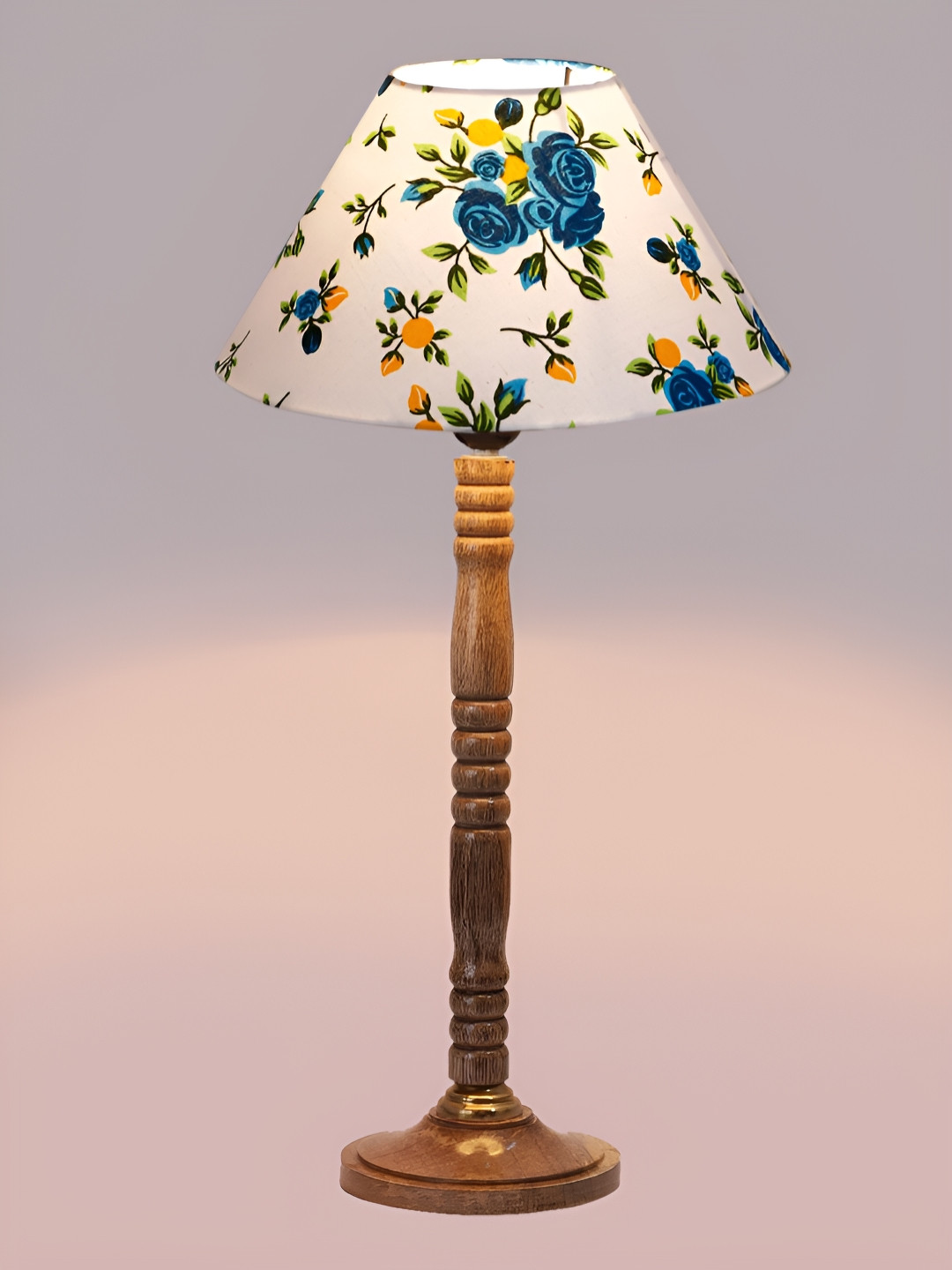 

Devansh White & Blue Wooden Floral Printed Frustum Shaped Table Lamp