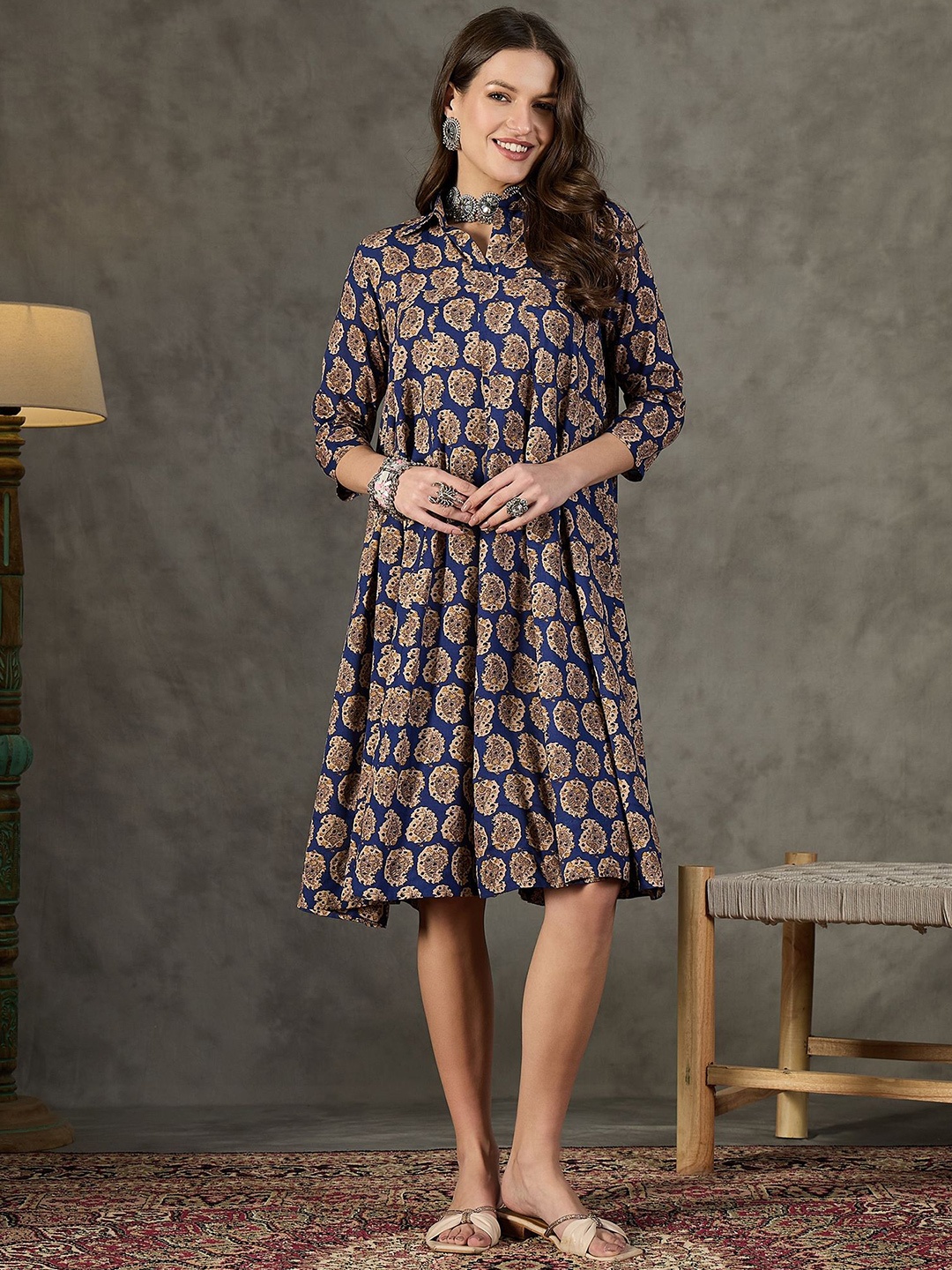 

InWeave Floral Print A-Line Dress, Blue