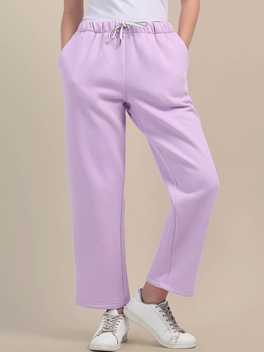 

AMSWAN Women Cotton Mid Rise Track Pant, Purple