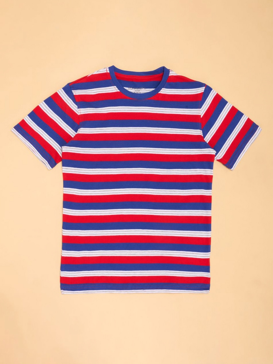 

Pantaloons Junior Boys Striped Round Neck Cotton T-shirt, Red